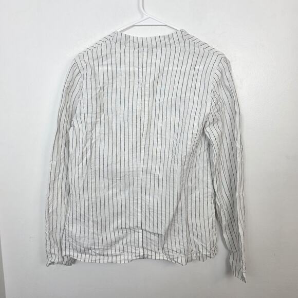 Yest White Black Pinstripe One Button 100% Linen Coastal Lightweight Blazer Sz 6 - Picture 7 of 8